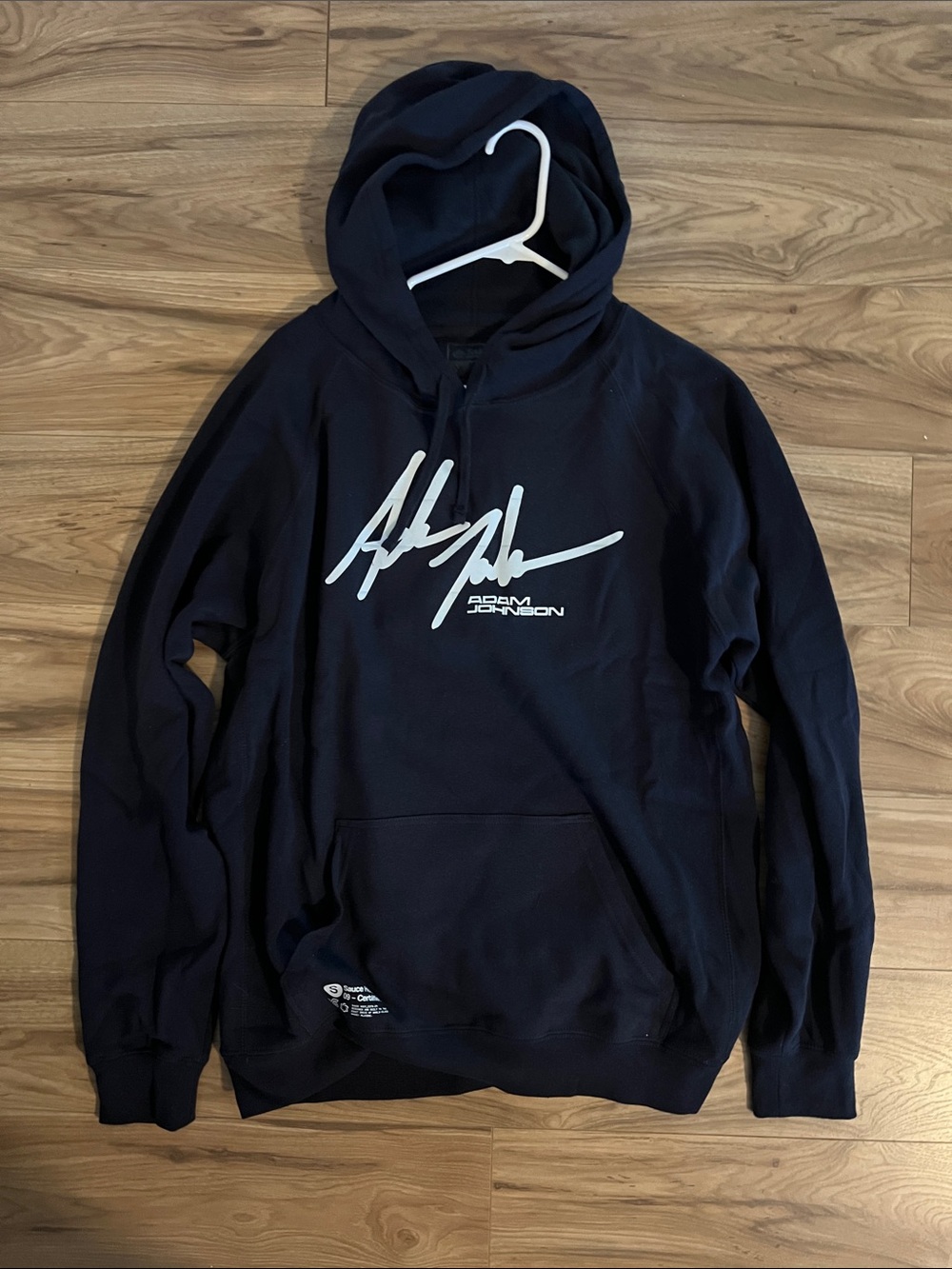 Adam Johnson Hibbing Blue Signature Sauce Hockey Men's Dark Navy Hoodie